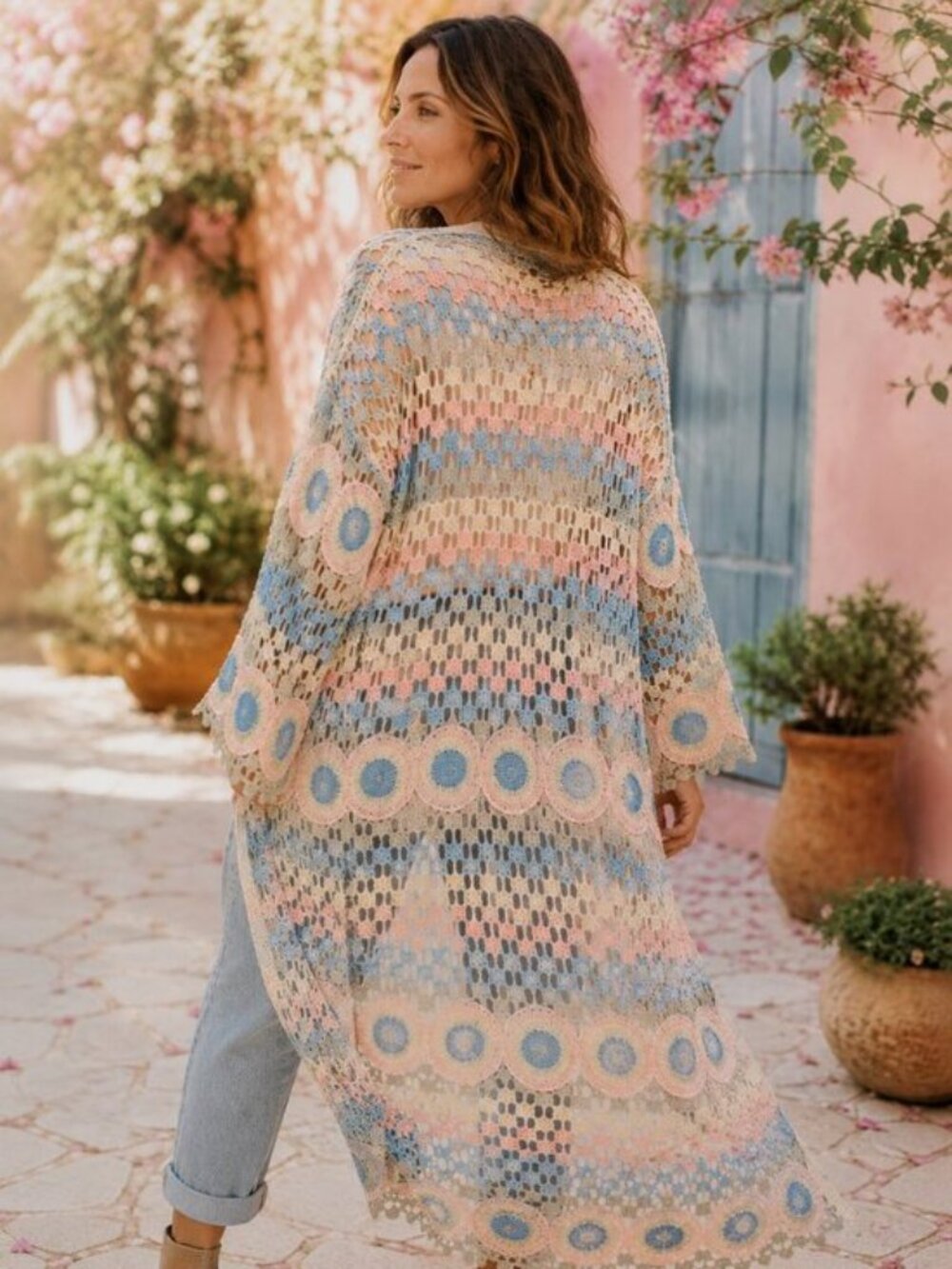 Pastel Crochet Duster Cardigan - Picture 2 of 4